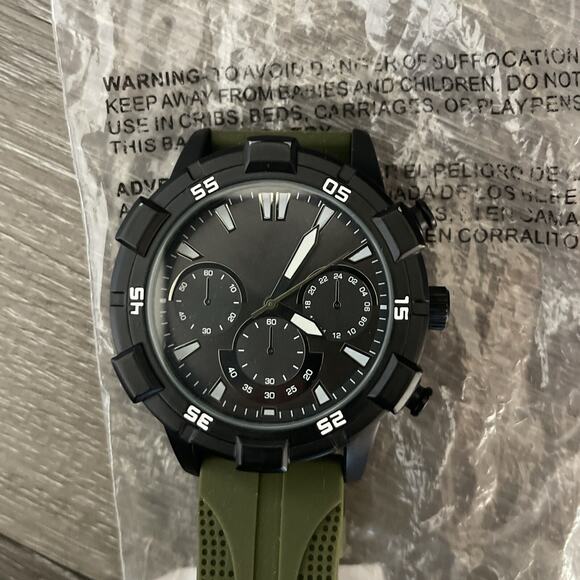 Brand New Men's Chronograph Watch On Army Color Olive Green - Picture 6 of 6